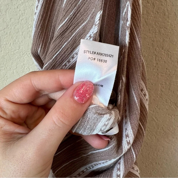 Lulus Ocean City Tan and White Striped Jumpsuit - Picture 6 of 9